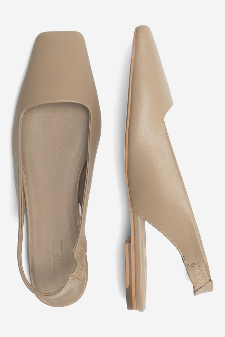 
                SIMPLE - Baleriny skórzane z odkrytą piętą - 5904862753713