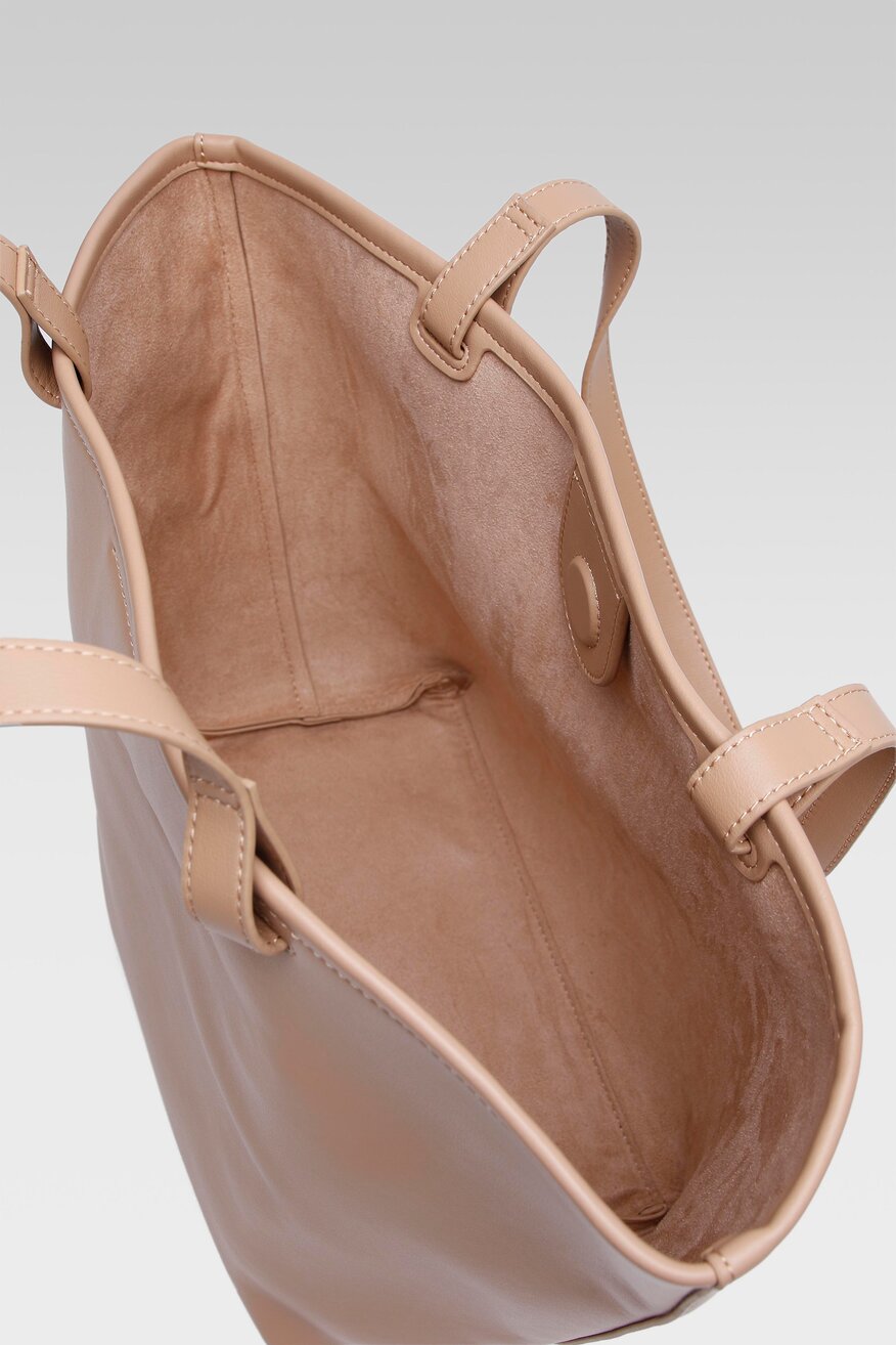 Gino Rossi - Torebka shopper skórzana beżowa - 5904248089054