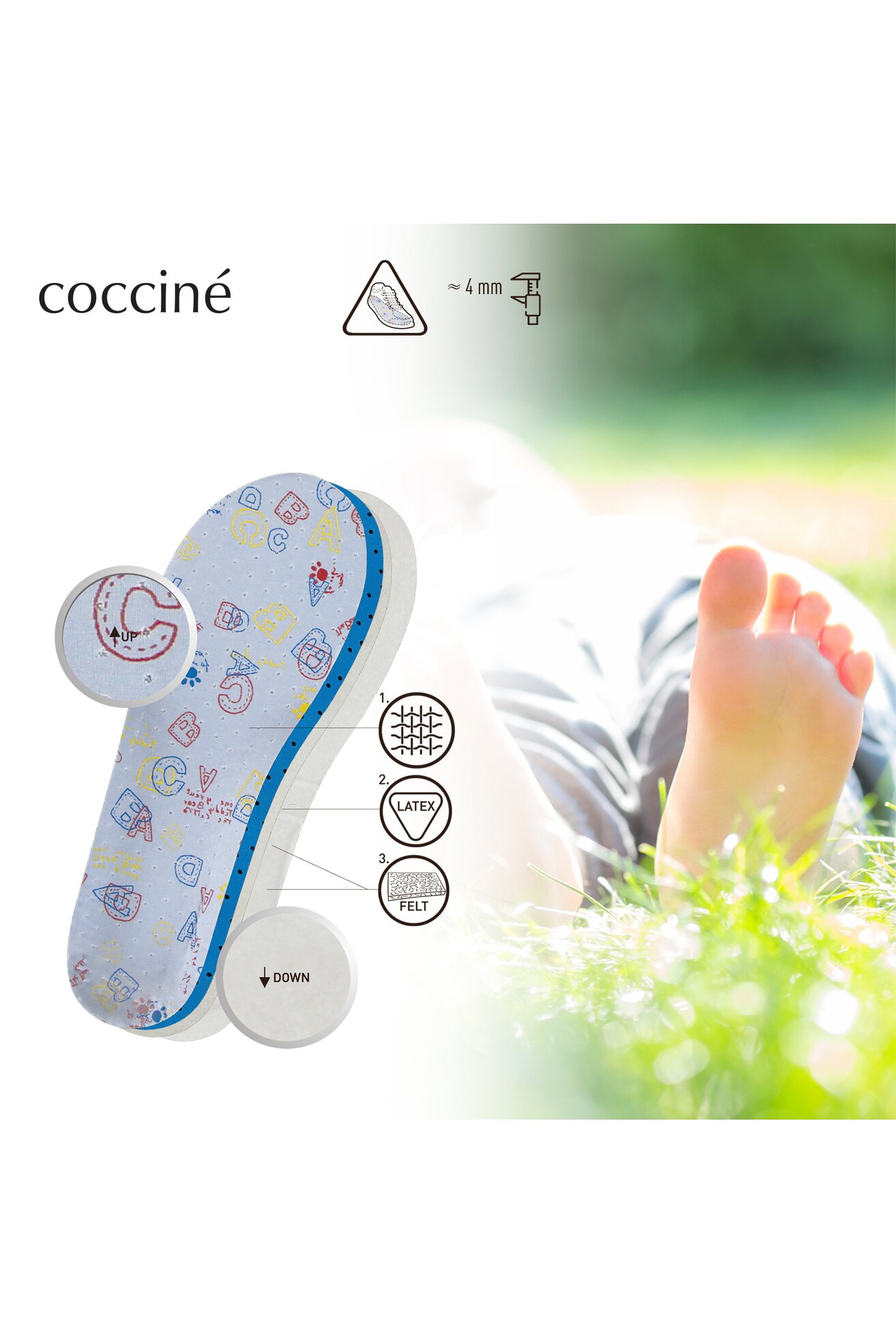 Tălpici Coccine COCCINE SPORT KIDS WKŁADKA NR 24-25, COCCINE SPORT KIDS WKŁADKA NR 30-31AZ niebieski jasny ALBASTRU DESCHIS