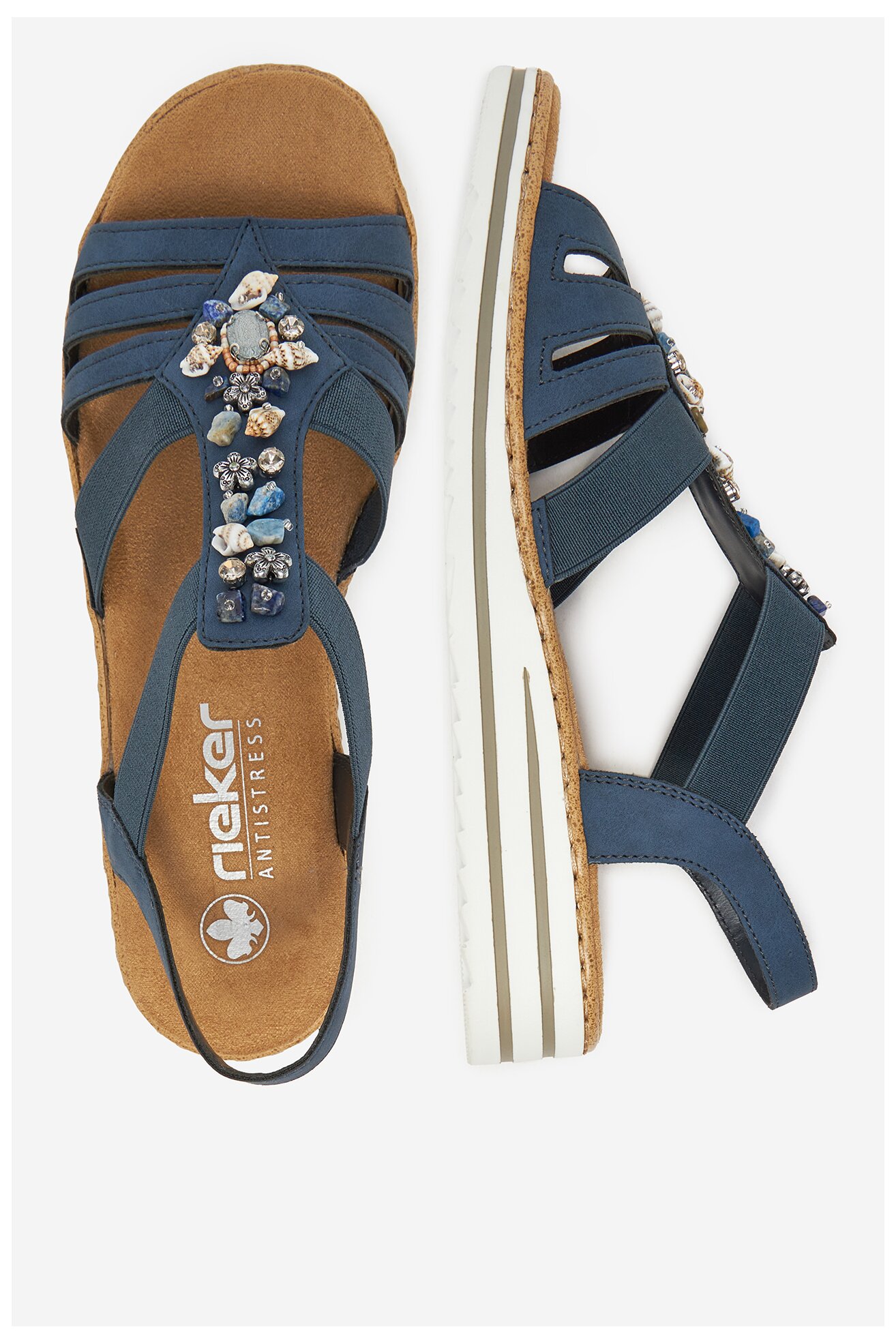 Sandały Rieker V0649-14 Jeansowy