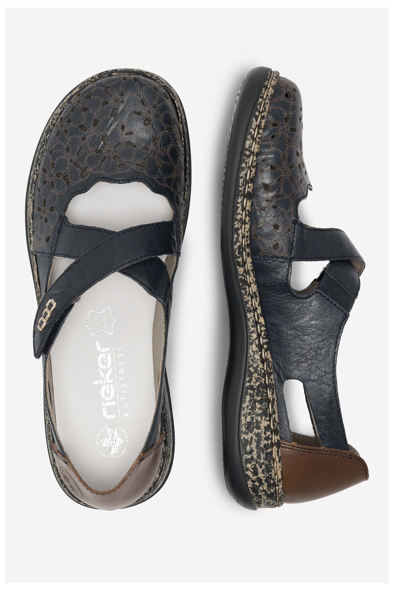 Baleriny Rieker 463H4-14 Granatowy