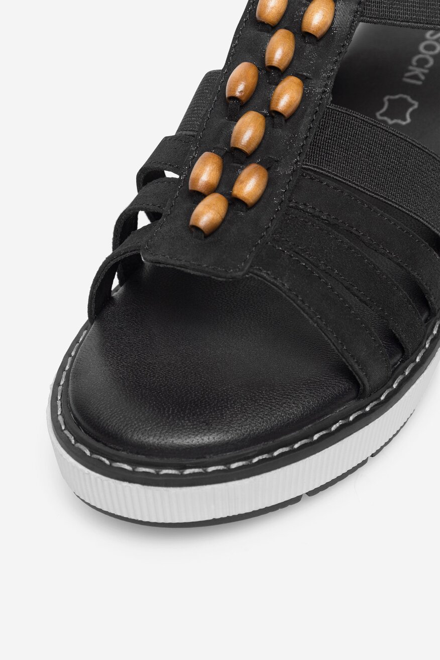 Lasocki - Sandały skórzane na koturnie - 5905588594499