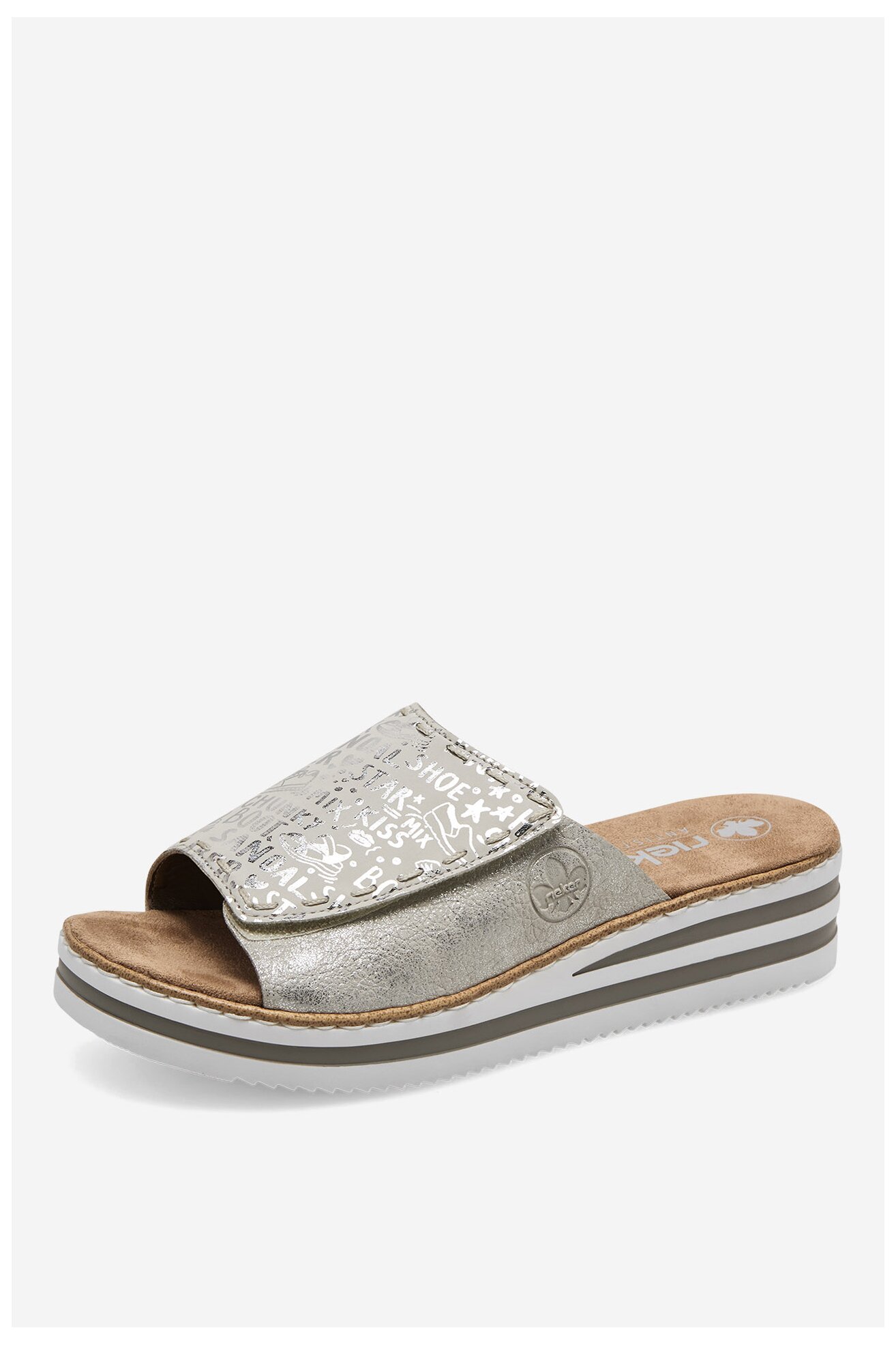 Klapki Rieker V0290-90 Srebrny