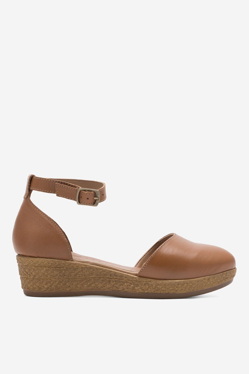 Sarah Karen - Skórzane czółenka brązowe - 5904862810065