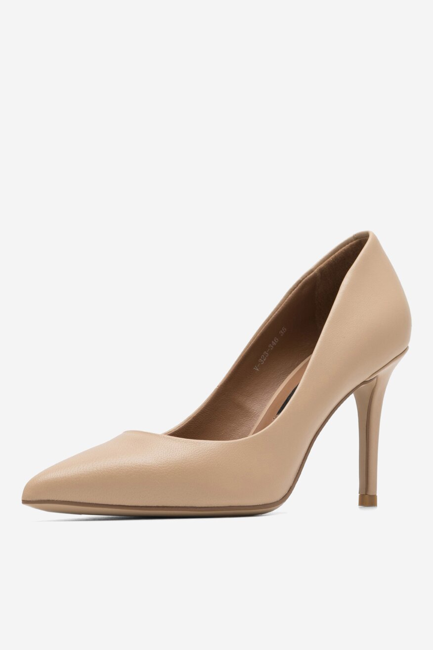 
                Gino Rossi - Skórzane czółenka beżowe - 5904862634241