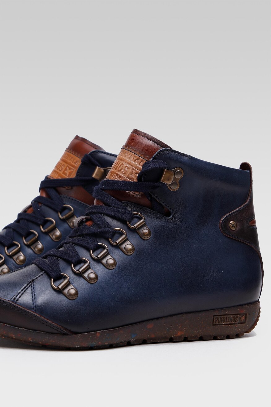 
                Pikolinos - Skórzane trzewiki granatowe - 5903698926452