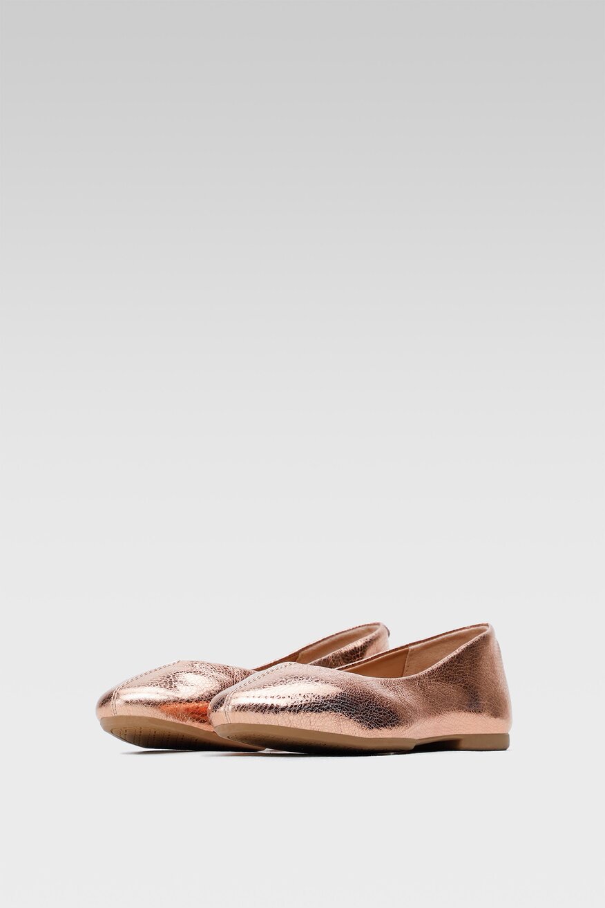Lasocki - Skórzane baleriny metaliczne - 5904248422981