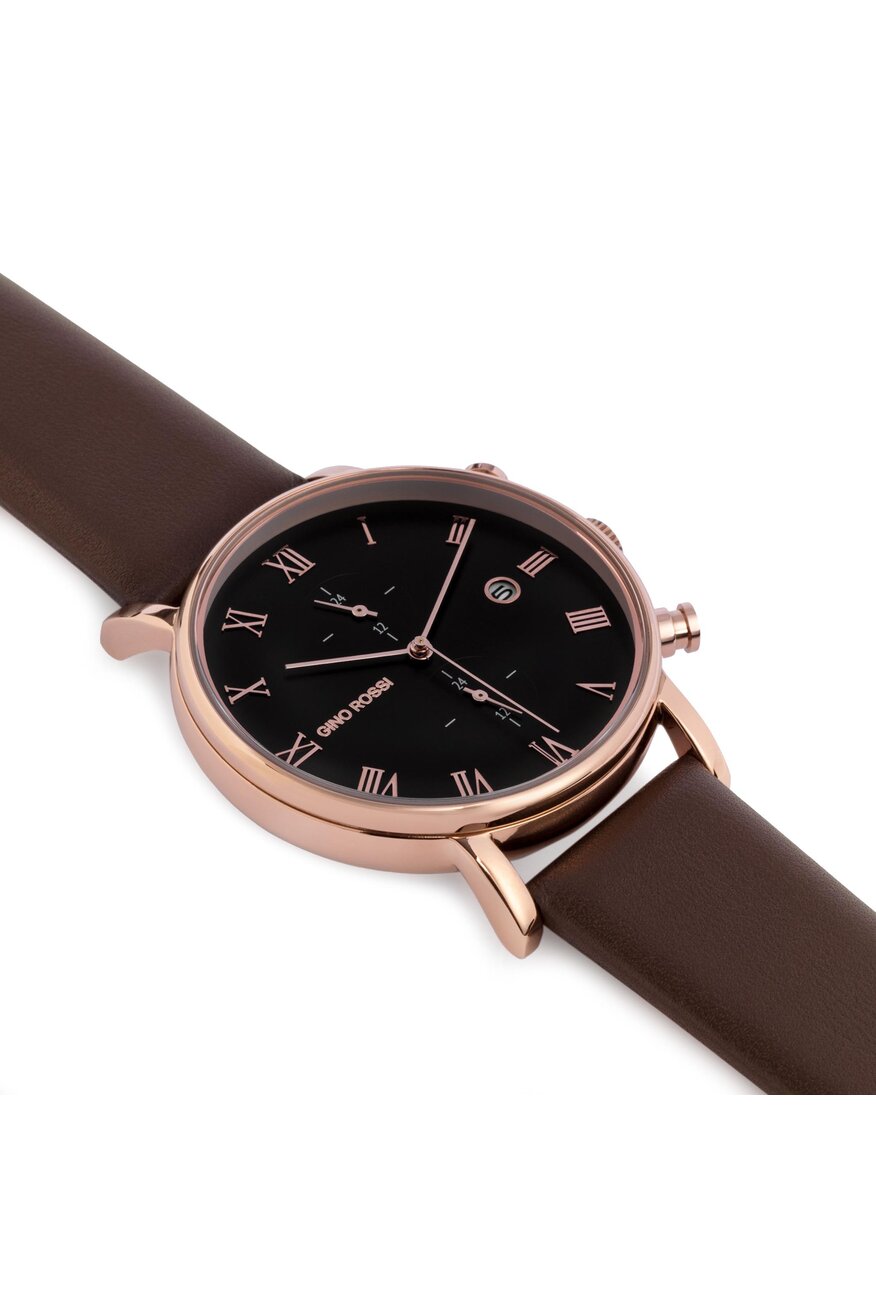 
                Gino Rossi - Zegarek skórzany brązowy - 5904248834333