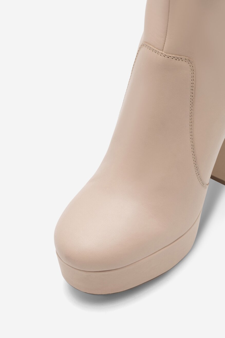 
                EVA MINGE - Botki skórzane na słupku - 5905588004196