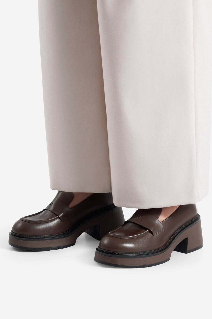 Gino Rossi - Loafersy skórzane na obcasie - 5905588991199