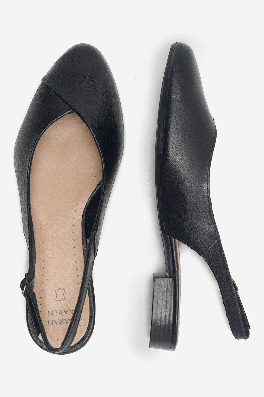 
                Sarah Karen - Skórzane baleriny z odkrytą piętą - 5904862828503