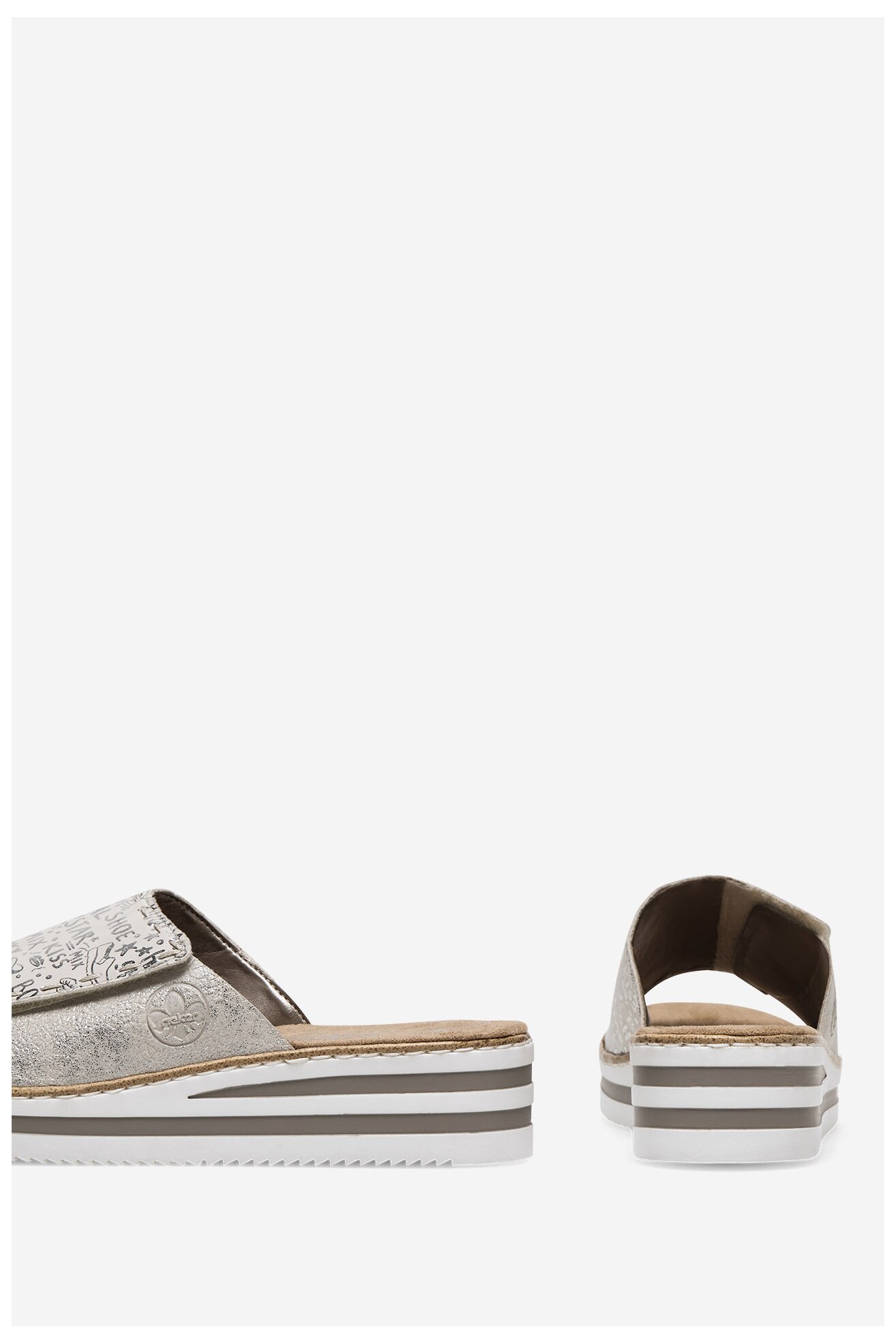 Klapki Rieker V0290-90 Srebrny