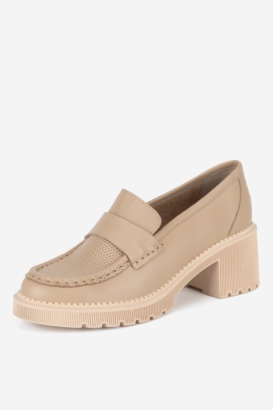 
                Lasocki - Loafersy skórzane na obcasie - 5905588650690