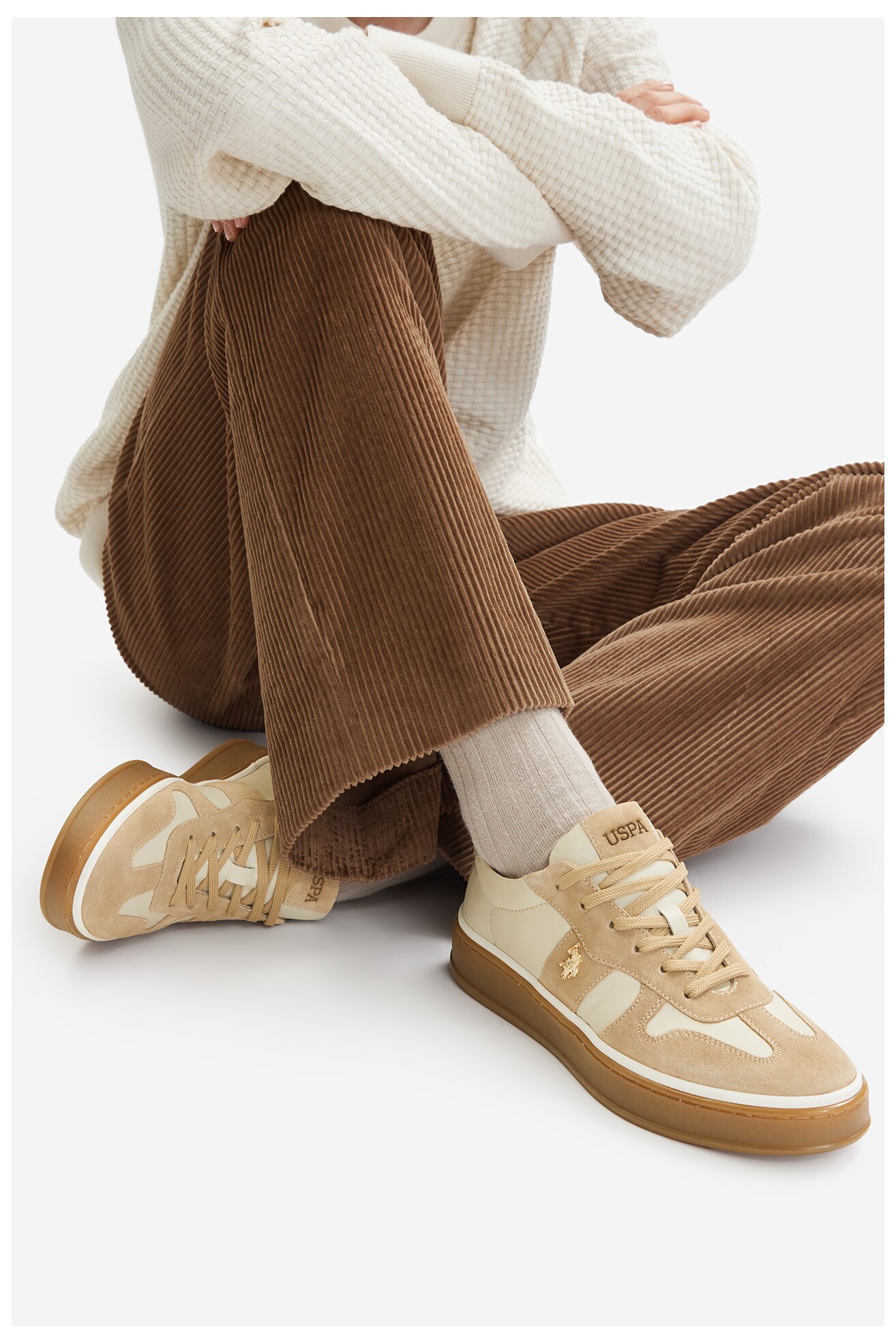 Sneakers U.S. POLO ASSN. EO-HAIRY001W/6LS1 Kremowy