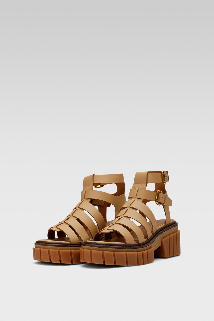 Badura - Sandały skórzane na platformie - 5904248565695