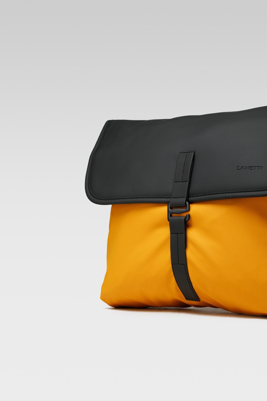 Lanetti - Torebka listonoszka na laptopa żółta - 5904248169060