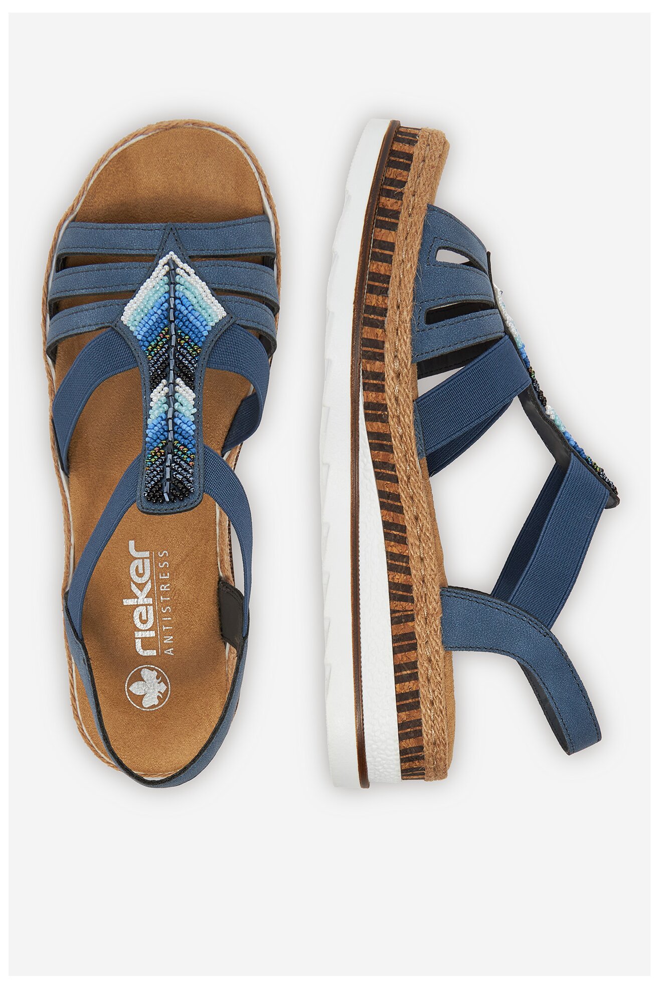 Sandały Rieker V7909-12 Niebieski ciemny