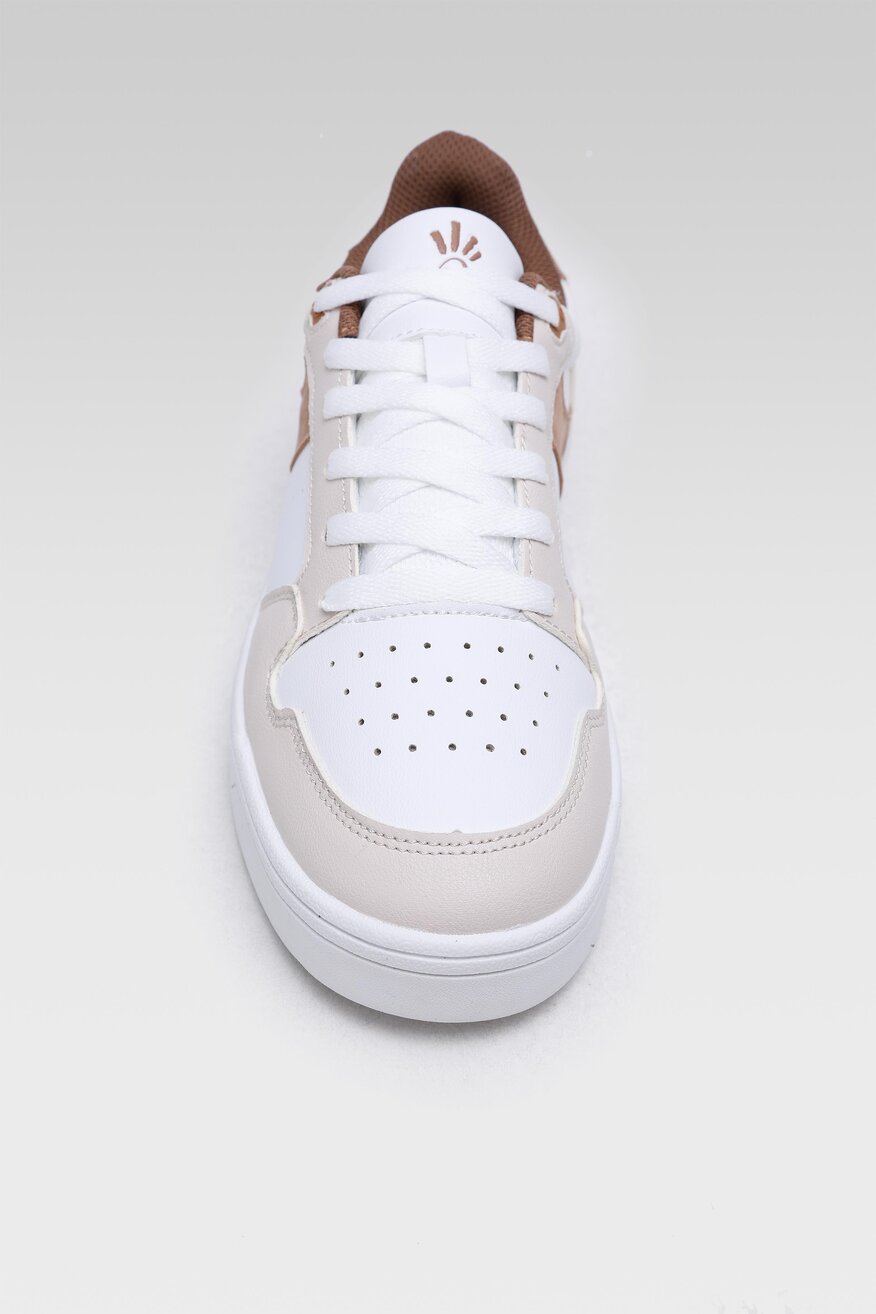
                OMENAA FOUNDATION - Sneakersy beżowe sznurowane - 5904248624873