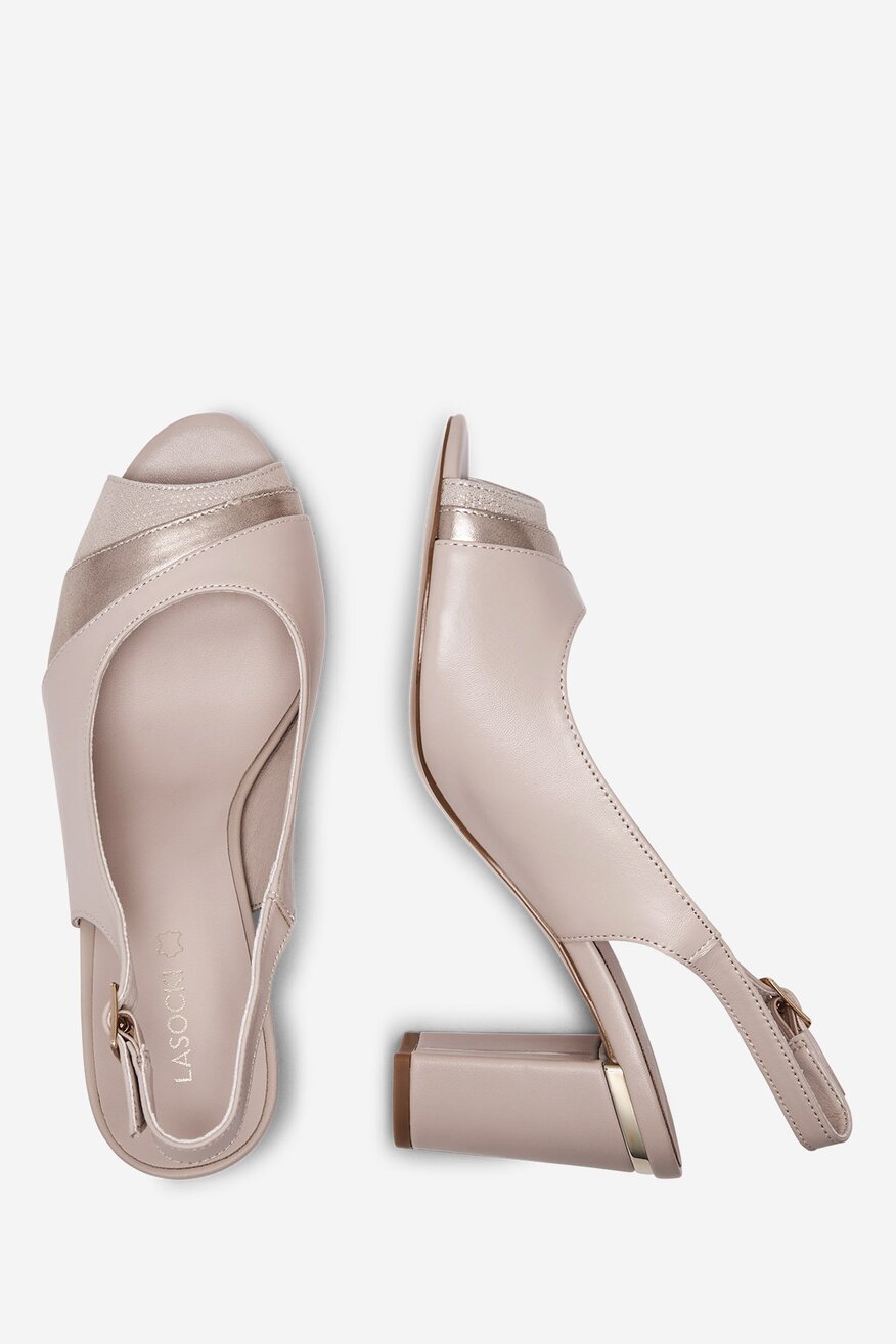 
                Lasocki - Sandały skórzane na słupku - 5905588495215