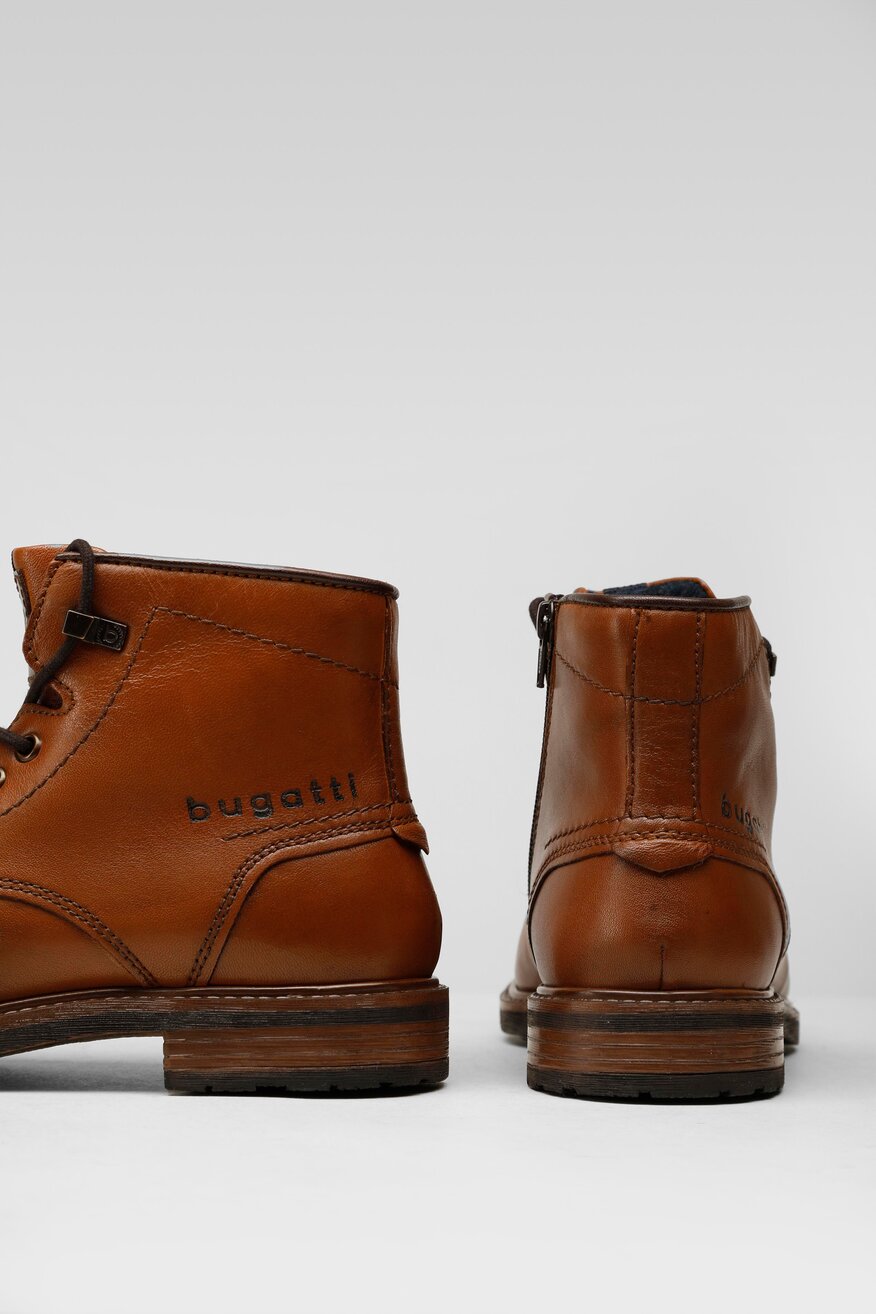 Bugatti - Skórzane trzewiki brązowe - 5903698748092