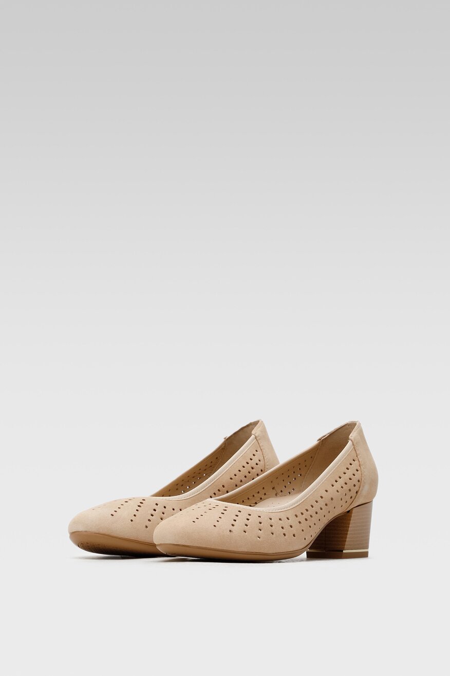 Lasocki - Skórzane czółenka ażurowe - 5904248532352