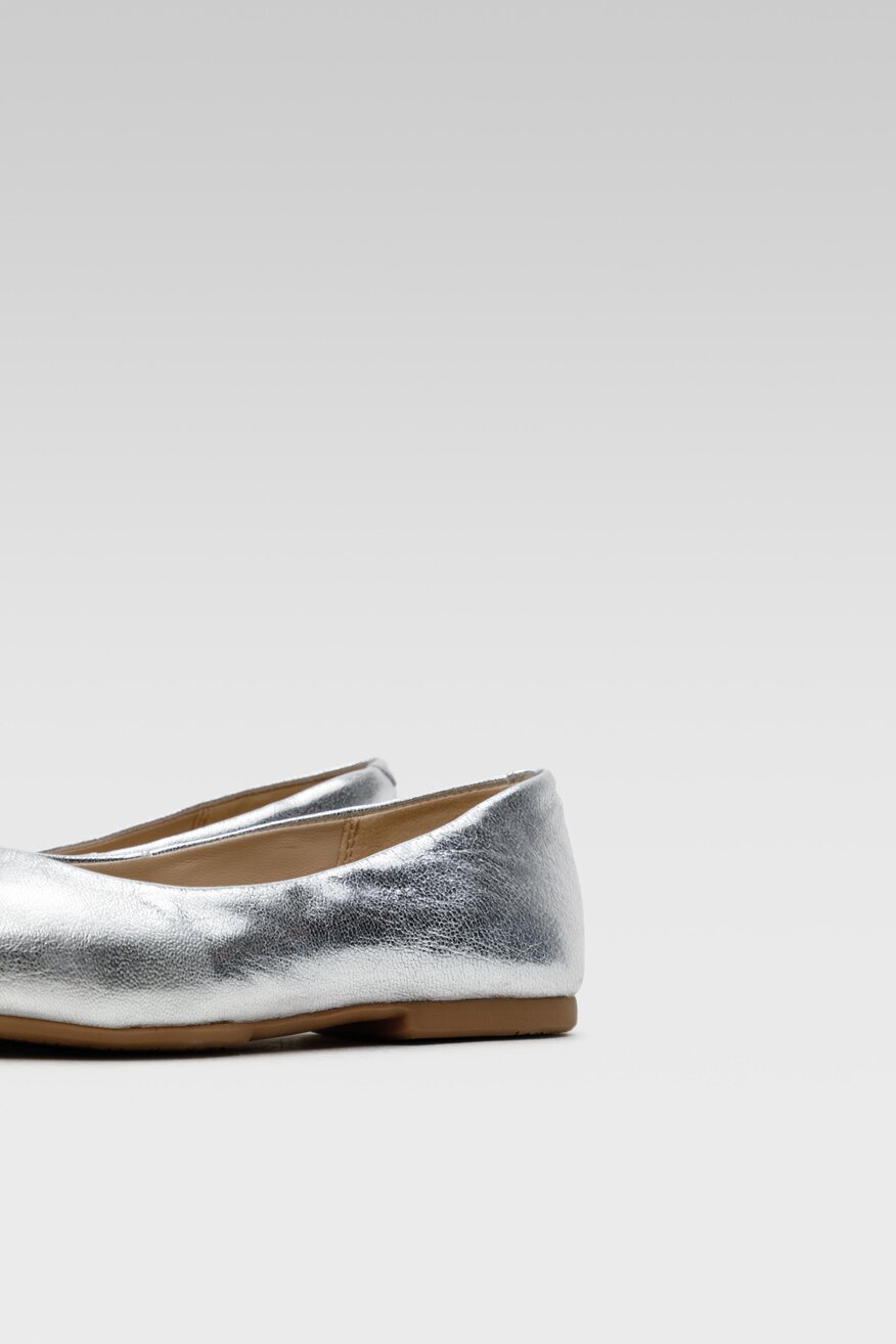 Lasocki - Skórzane baleriny metaliczne - 5904248422844