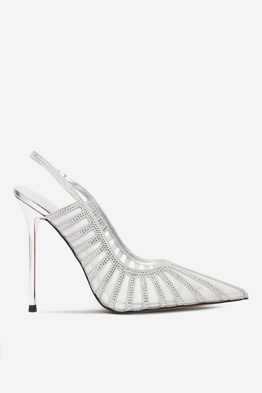 Pantofi cu toc EVA MINGE ARGINTIU - 5906751342855