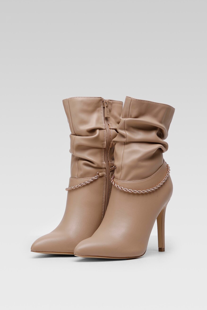 Quazi - Botki w szpic beżowe - 5904248105501