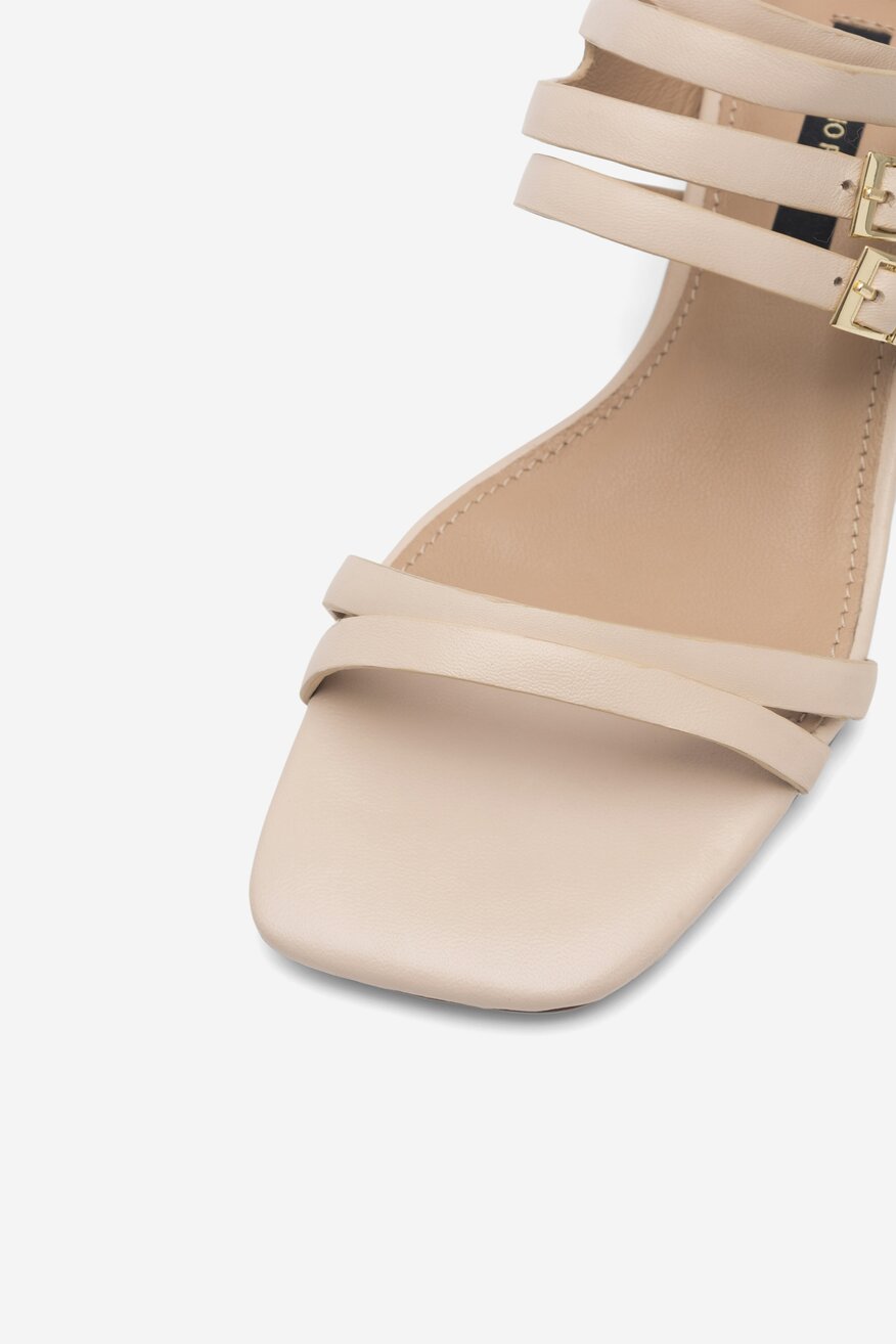 
                Gino Rossi - Skórzane sandały beżowe - 5904862814384