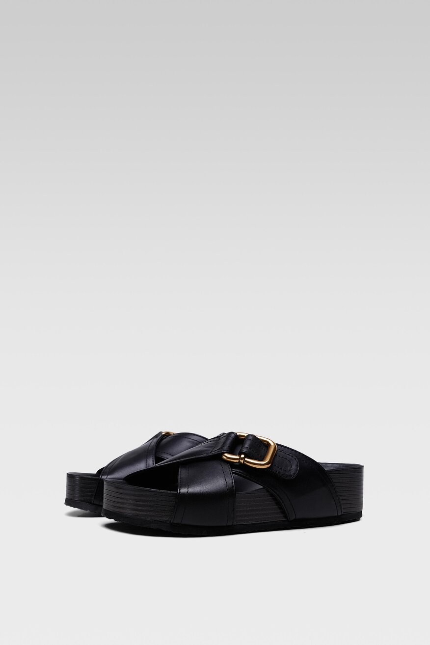 Gino Rossi - Skórzane klapki czarne - 5904248442248