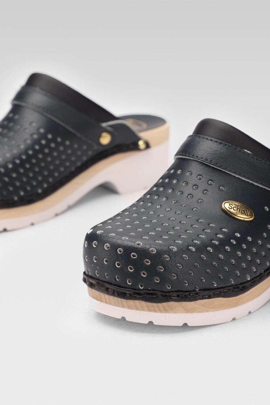 Scholl - Skórzane klapki na obcasie - 5903698414928