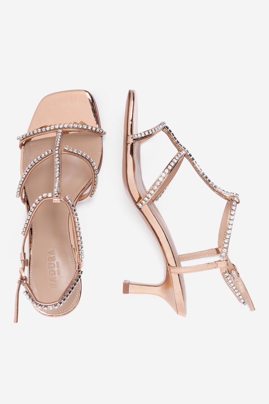 Badura - Sandały skórzane na obcasie - 5905588374367