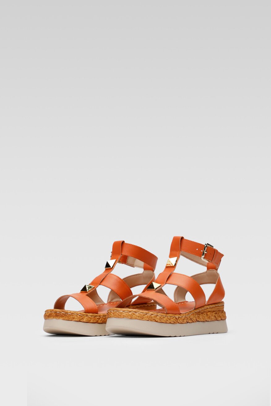 
                Lasocki - Skórzane sandały pomarańczowe - 5904248570972