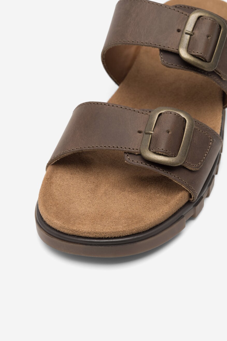 Lasocki - Skórzane klapki brązowe - 5904862864921