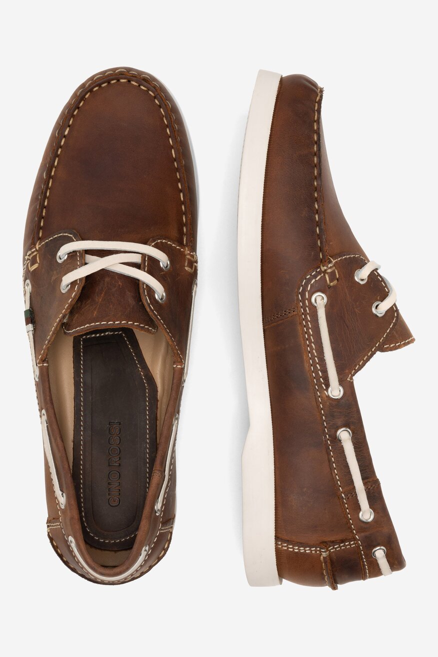 
                Gino Rossi - Skórzane półbuty brązowe - 5904862872483