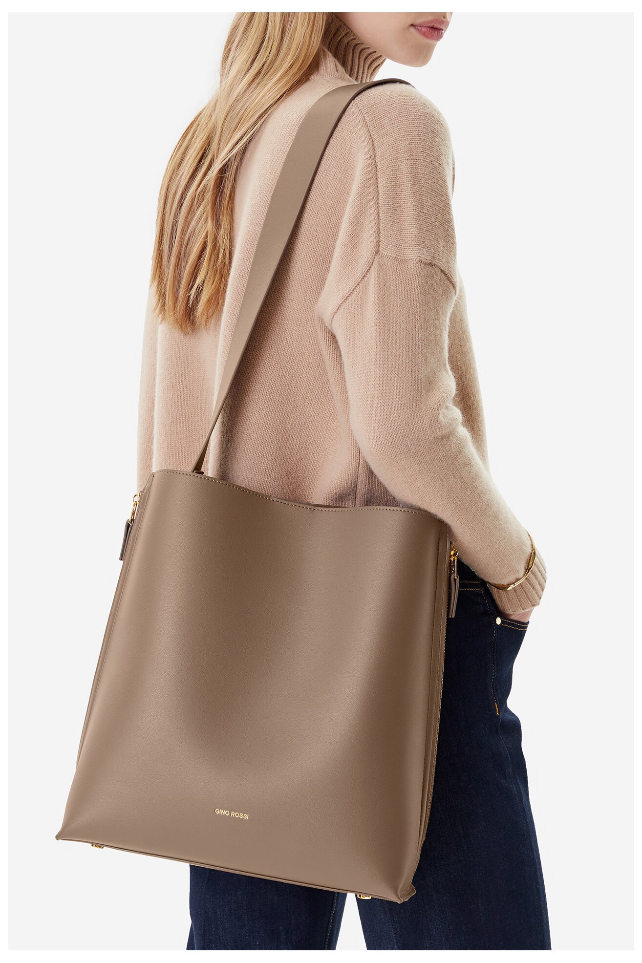 Geantă de mână Gino Rossi WEN-3 BEJ ÎNCHIS