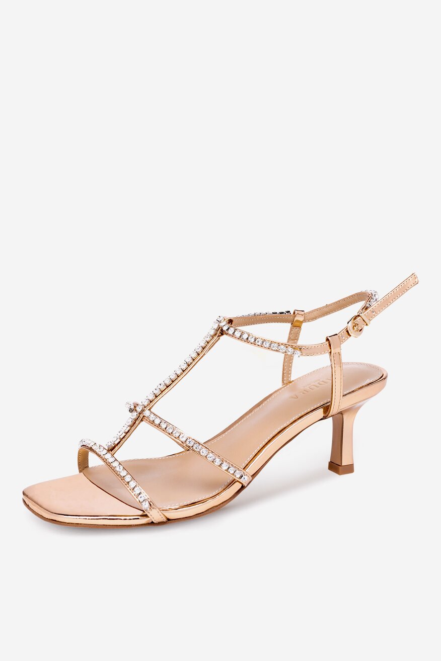 Badura - Sandały skórzane na obcasie - 5905588374367