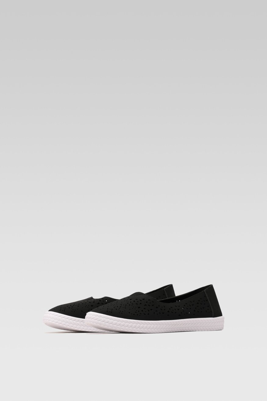 Bassano - Baleriny ażurowe czarne - 5903698657837