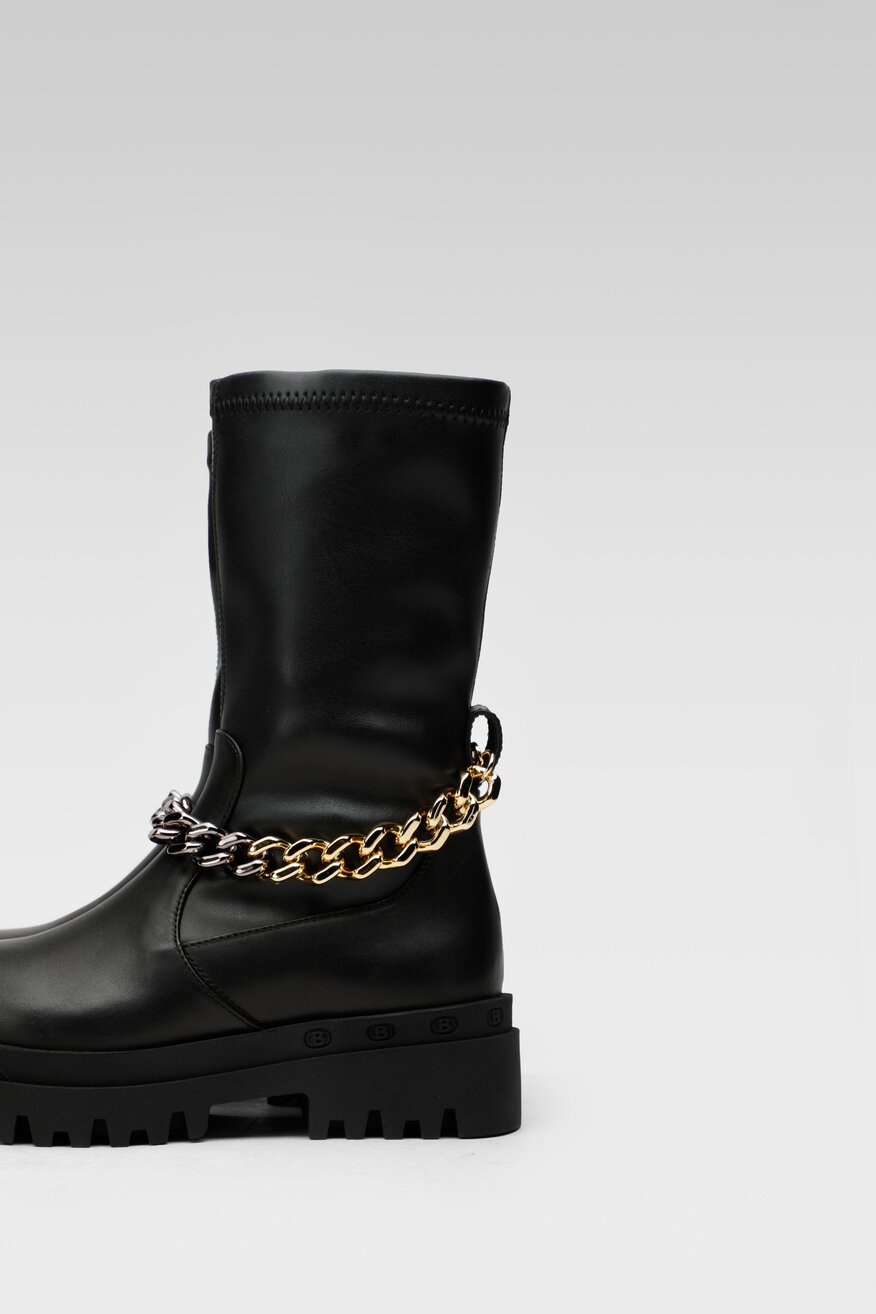 Badura - Skórzane botki czarne - 5904862145426