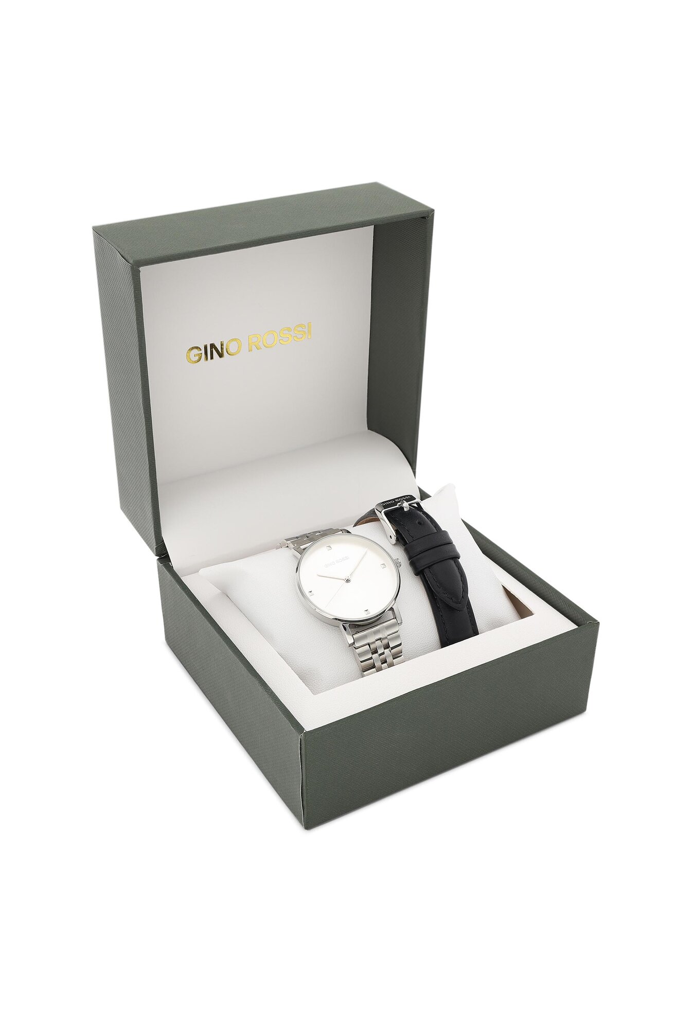 Zegarek Gino Rossi GR GIFT SET 03W SILVER Srebrny