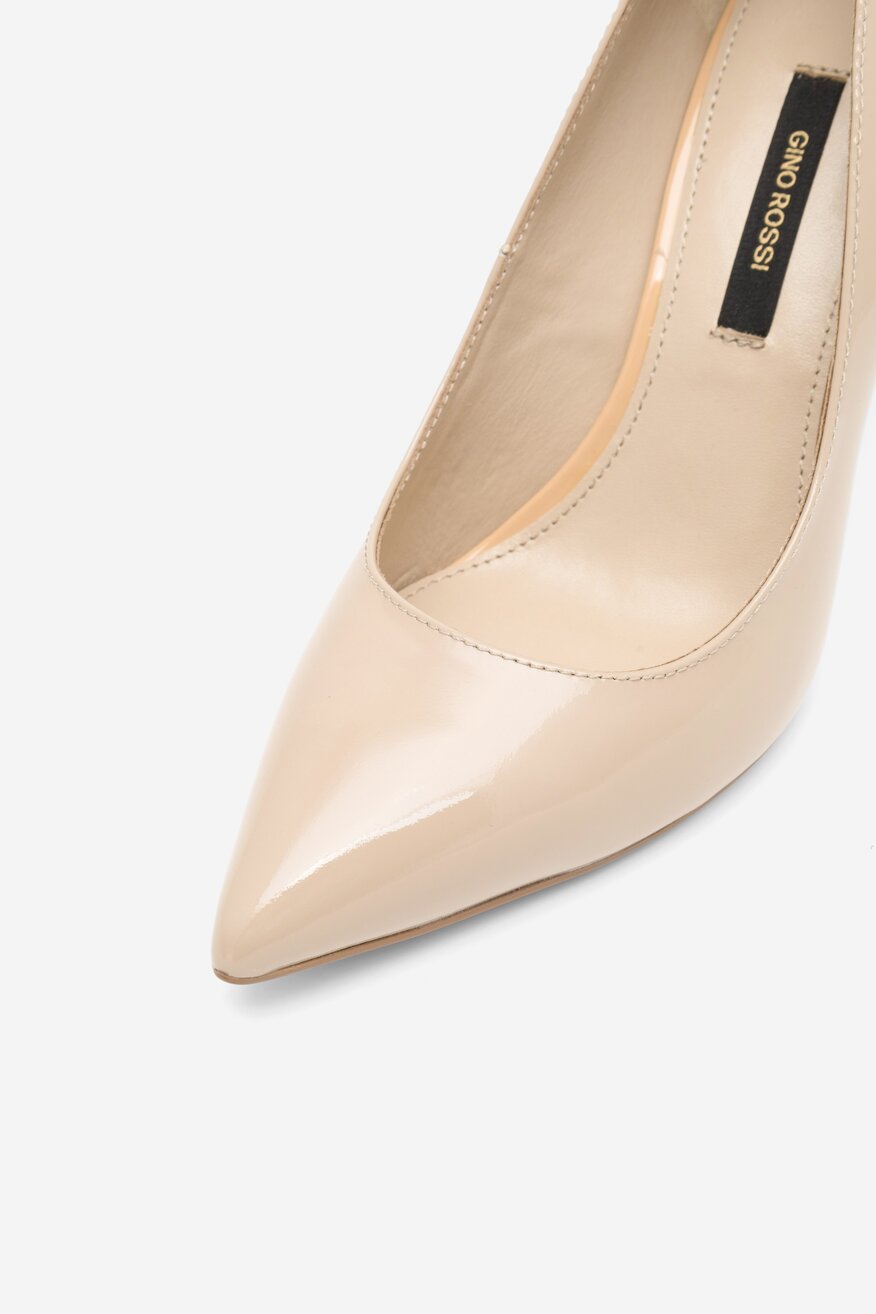 
                Gino Rossi - Skórzane czółenka beżowe - 5904862662886