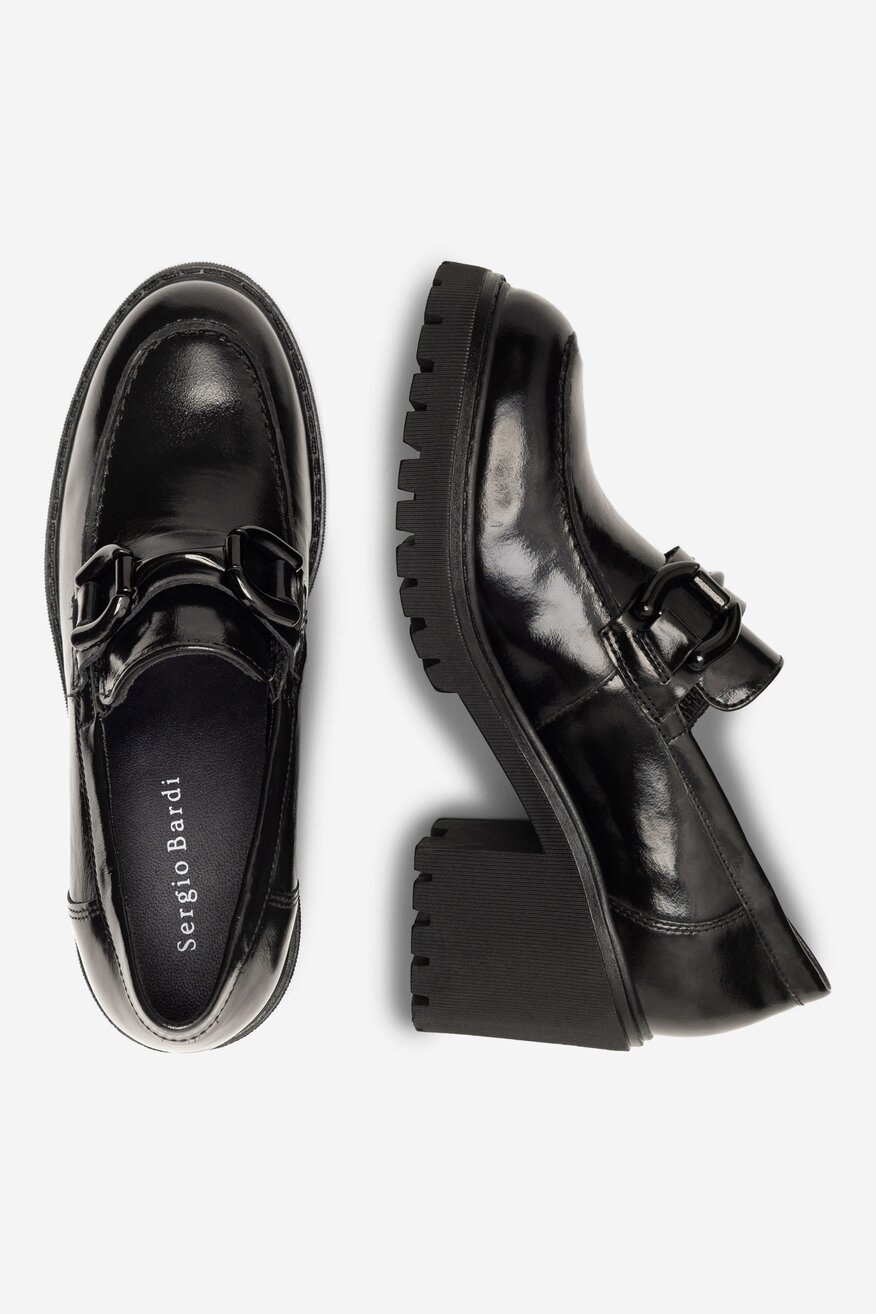 Sergio Bardi - Loafersy skórzane na obcasie - 5905588101277