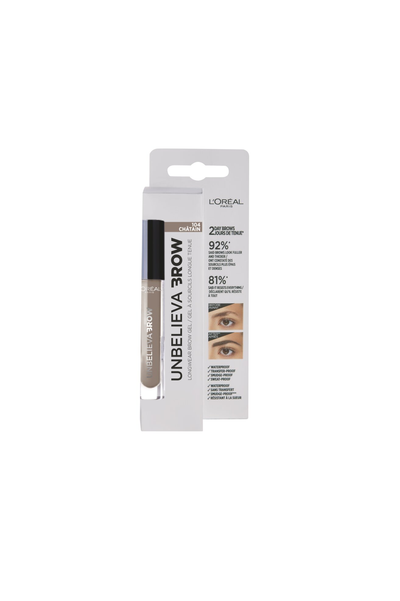 L'Oréal Paris Unbelieva Brow Long Lasting Brow Gel Żel do brwi 104 Chatain L'OREAL PARIS UNBELIEVABLE BROW -