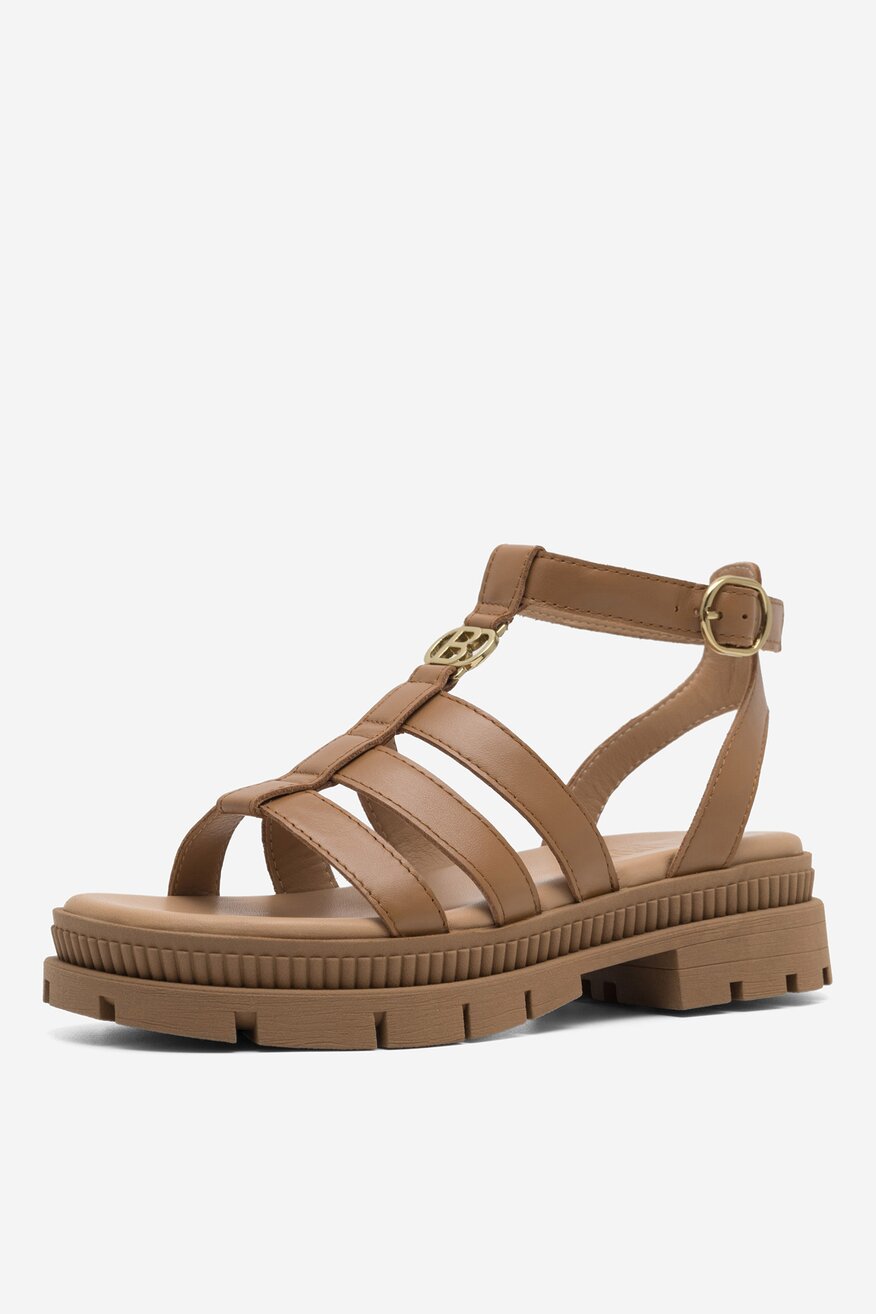 
                Badura - Skórzane sandały beżowe - 5904862752952