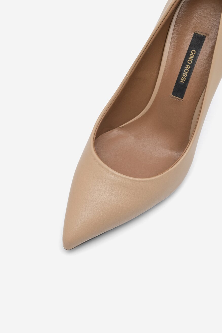 
                Gino Rossi - Skórzane czółenka beżowe - 5904862634241