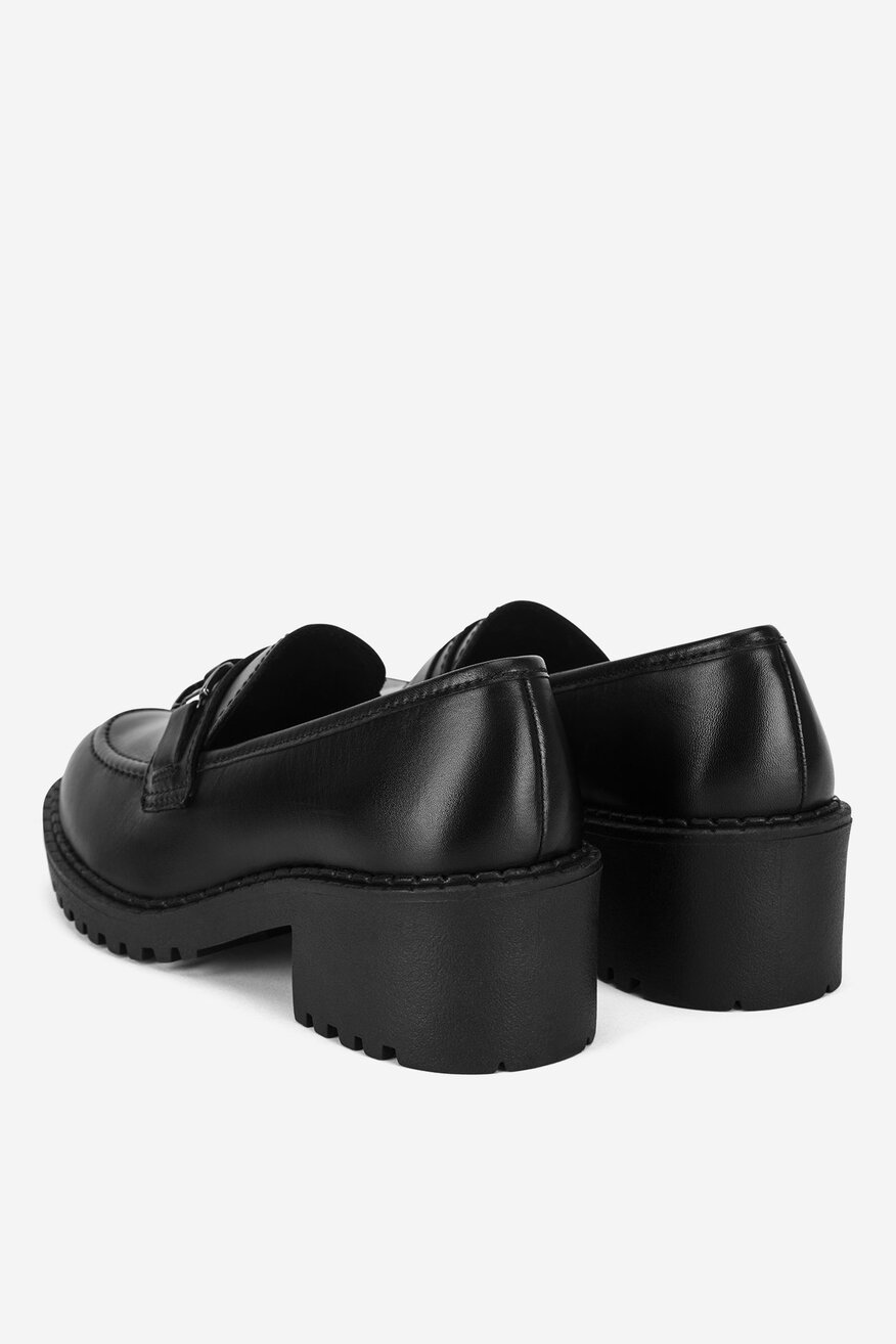 Lasocki - Loafersy skórzane na obcasie - 5905588737049