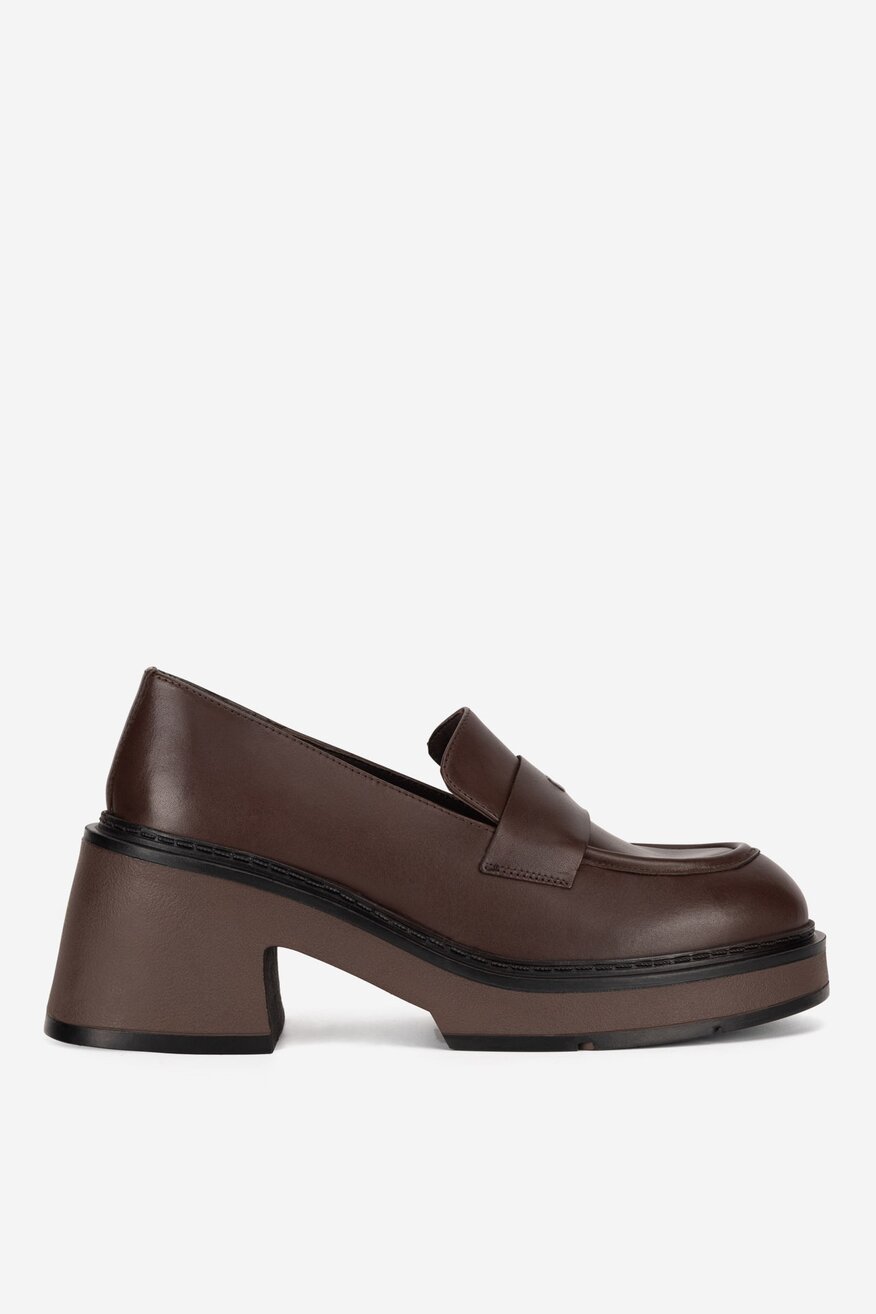 Gino Rossi - Loafersy skórzane na obcasie - 5905588991199