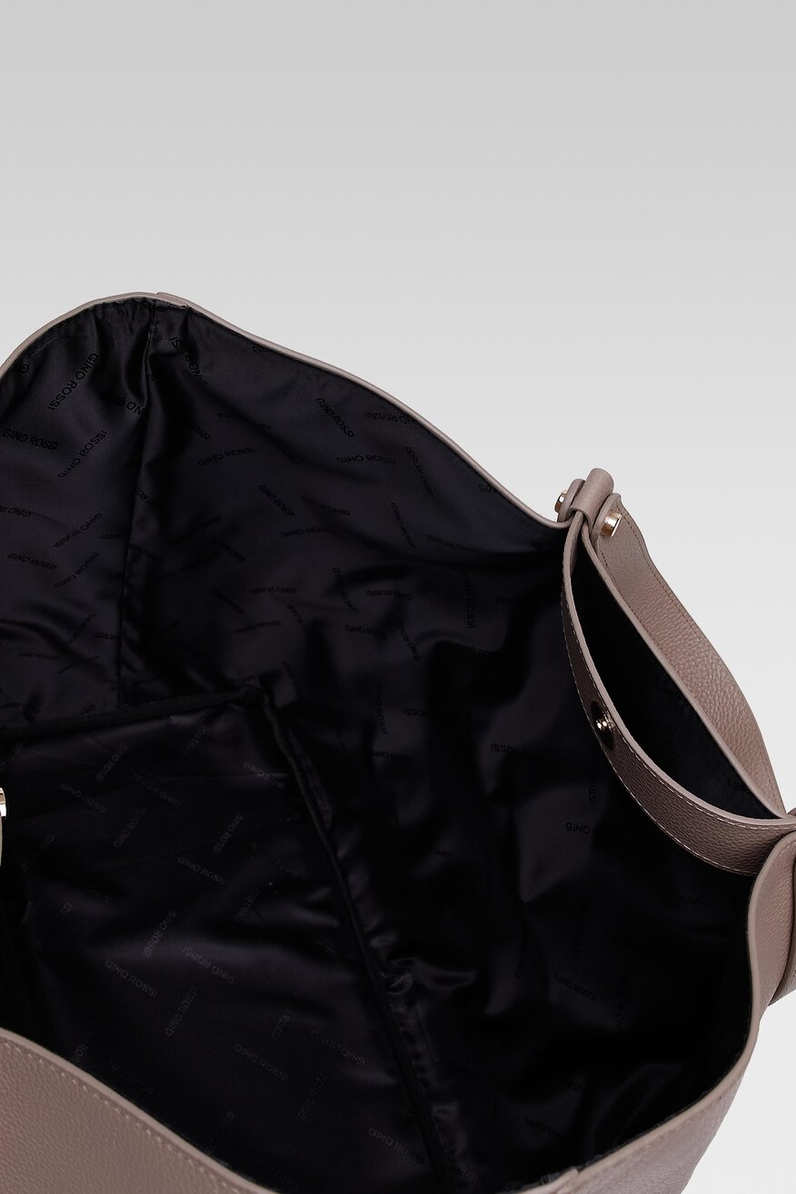 Gino Rossi - Torebka shopper skórzana beżowa - 5904248101855