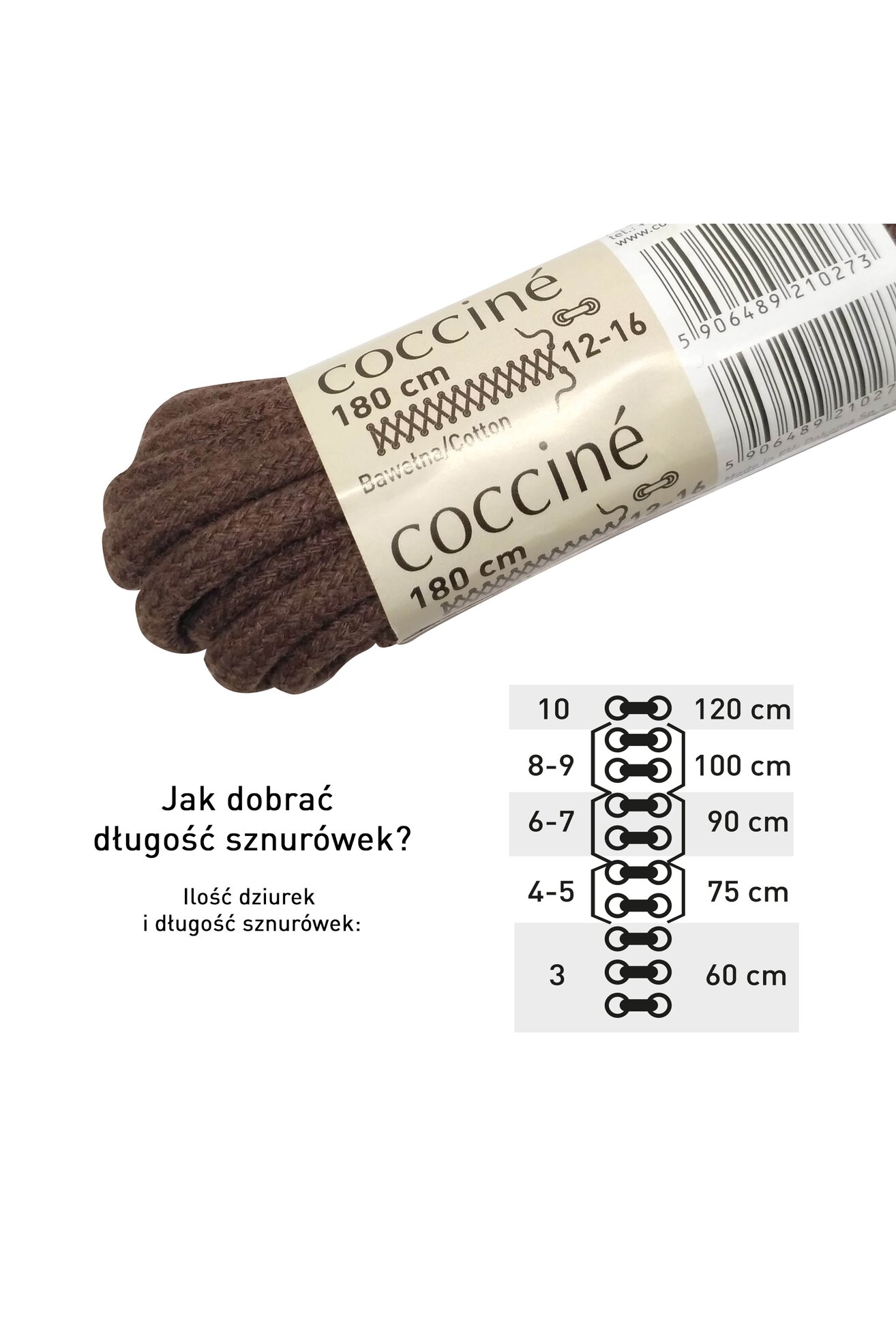 Pertle Coccine COCCINE SZNUROWADŁA 120 cm FI=7 CRNA