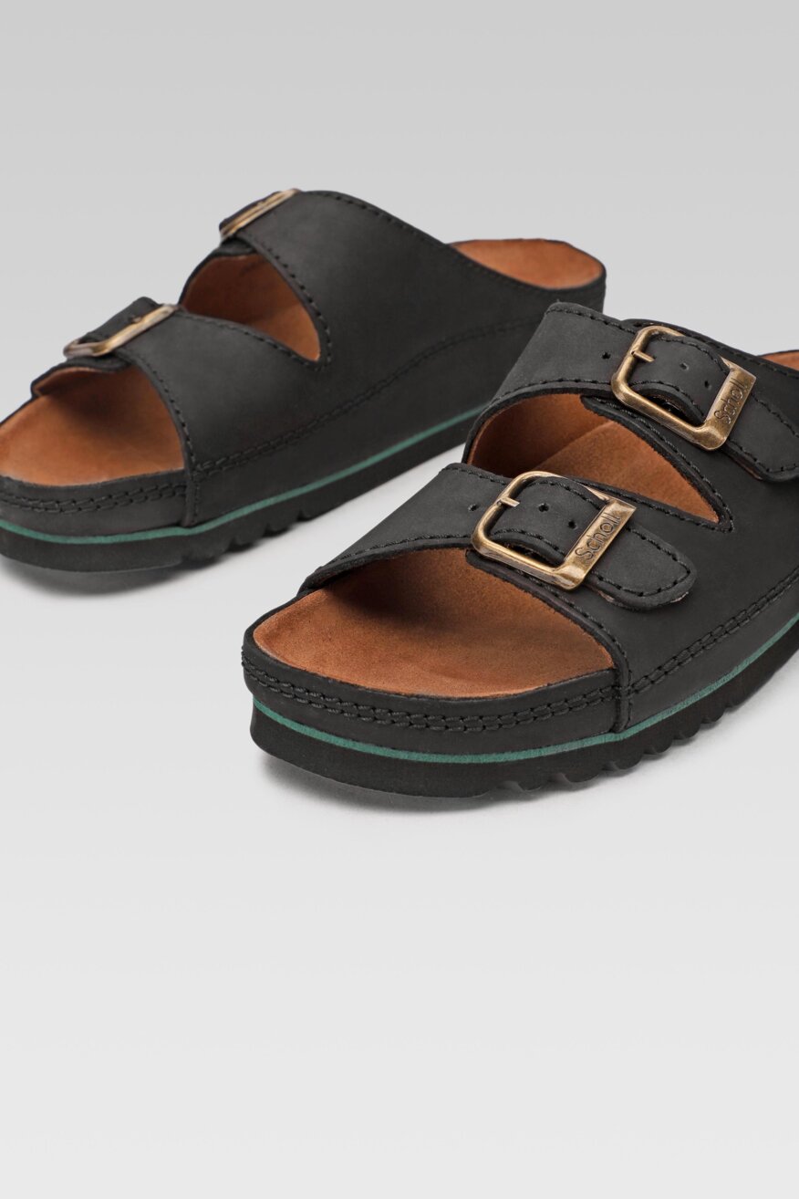 
                Scholl - Skórzane klapki czarne - 5903698387864